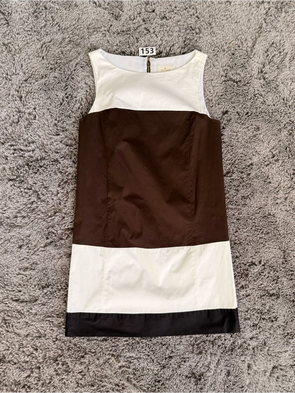 kate spade White, Brown & Black Colorblock Sleeveless Mini Dress
